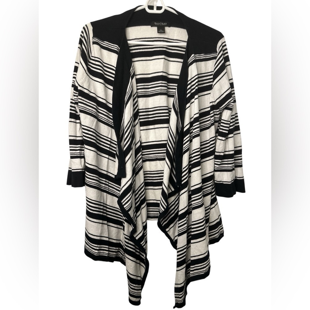 White House Black Market Open Front Waterfall Cardigan Sweater Striped